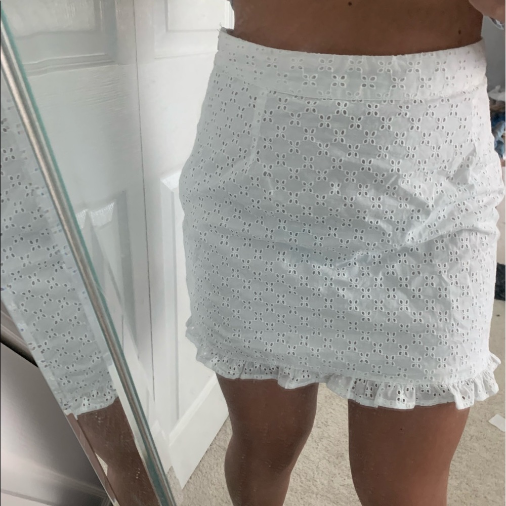 White Eyelet Mini Skirt - Picture 4 of 5